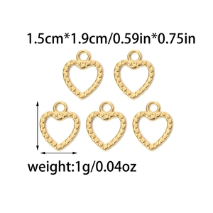 Golden heart pendants in beaded edge design for DIY jewelry 1.5cm x 1.9cm set