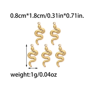 Lot de 5 pendentifs serpent dorés en acier inoxydable avec texture écaillée pour bijoux