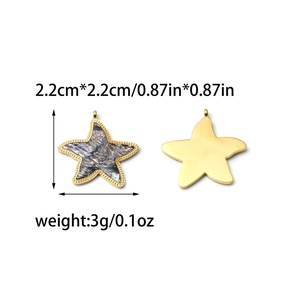 Pendentifs étoile de mer en acier inoxydable avec incrustation de nacre et perles dorées