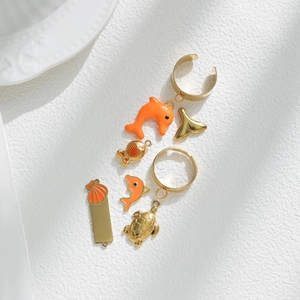 Golden ocean series stainless steel charms with dolphin and turtle pendants for jewelry