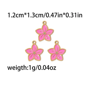 Roze emaille kersenbloesem hangers met 18K goudlaag voor doe-het-zelf sieraden maken