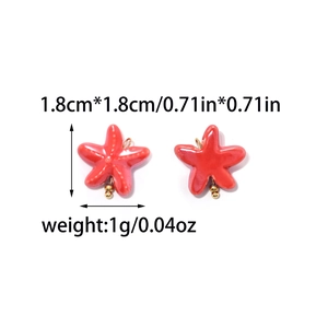 Vibrant red starfish charms for DIY jewelry making with gold beads and top loops