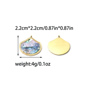 Pendentif coquillage en acier inoxydable doré avec bordure perlée pour bijoux