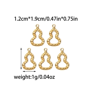 Five gold vacuum plated 304 stainless steel gourd charms with diamond cut surfaces