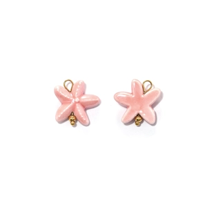 Pink starfish charms with gold metal rings and beads for DIY jewelry making
