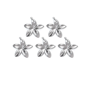 Set van vijf gepolijste roestvrijstalen bloemenhangers voor het maken van DIY-sieraden