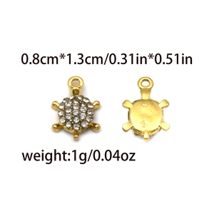 Gouden roestvrijstalen schildpad hanger met witte zirkonia pavé en afmetingen