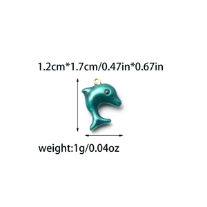 Delfin-Anhänger aus 18K vergoldetem Edelstahl mit türkisfarbener Emaille, 1,2cm x 1,7cm