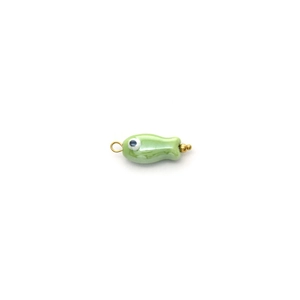 Hellgrüner Fisch-Anhänger aus Glas mit goldenen Metallakzenten für DIY-Schmuck