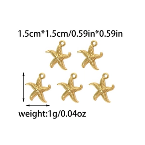 Pendentifs étoile de mer en acier doré avec texture détaillée pour bijoux et accessoires DIY