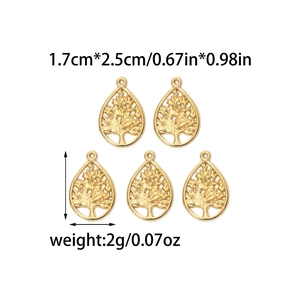 5Pcs gold teardrop tree of life hollow charms for DIY jewelry making and necklace crafts