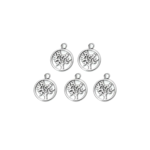 Set of 5 vintage stainless steel tree of life pendants for DIY jewelry making