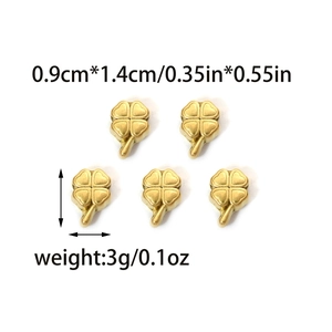 Goldene Kleeblatt-Anhänger für DIY-Schmuck, Edelstahl-Anhänger 0,9x1,4cm für Ketten