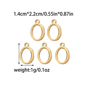 Fünf goldene ovale Edelstahlanhänger mit geometrischem Baum-Motiv für DIY-Schmuckherstellung