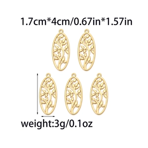 Elegante 18K vergoldete Edelstahl Baumblatt-Anhänger hohl für DIY-Schmuckherstellung