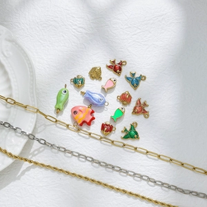 Tropischer Fisch Edelstahl Anhänger Bunte Emaille Tier Charms Für DIY Halskette Armband Schmuckherstellung Zubehör Damen