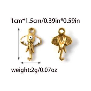 Elephant charm pendant with blue evil eye detail for DIY jewelry making and crafts