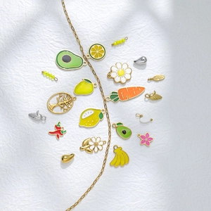 Stainless Steel Enamel Fruit Food Pendants Charms Colorful Vegetable DIY Jewelry Making Accessories For Keychains Necklaces Bracelets Findings