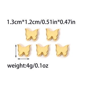 Set of 5 golden stainless steel butterfly charms for jewelry making DIY craft projects