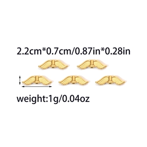 Golden stainless steel wing charms with feather texture for DIY jewelry making
