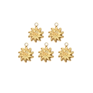 Set van vijf gouden bloemenhangers van roestvrij staal voor DIY-sieraden maken