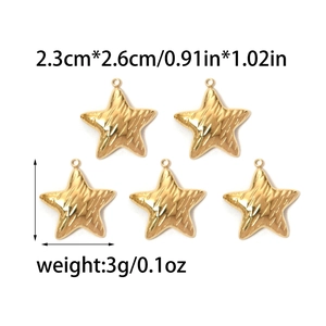 5er-Set goldene Seestern-Anhänger aus 18K Edelstahl mit Wellentextur für DIY-Schmuck