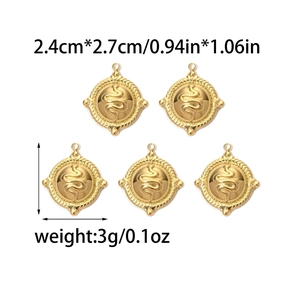 Set de 5 colgantes de serpiente en acero inoxidable chapado en oro 18K para joyas