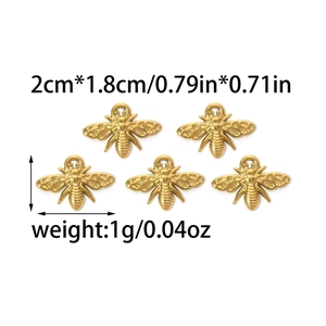 Lot de 5 pendentifs abeille en plaqué or 18K pour bijoux DIY avec détails ailés