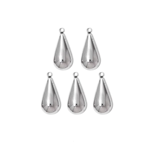 Set of five polished stainless steel teardrop charms for DIY jewelry making