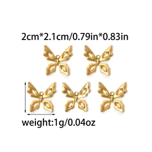 Goldene Schleifen-Anhänger aus Edelstahl für Schmuckherstellung, Größe 2cm x 2,1cm