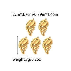 Golden spiral shell pendant set for DIY jewelry making in polished stainless steel