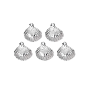 Five-piece set of polished silver stainless steel seashell pendants for DIY jewelry making