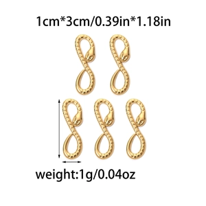 Cinque ciondoli a serpente vintage in acciaio inox placcato oro 18K per gioielli DIY