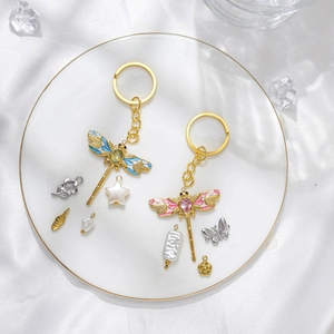 Stainless Steel Enamel Dragonfly Flower Butterfly Leaf Pendant Charms DIY Jewelry 18K Gold Plated Fashion Accessories