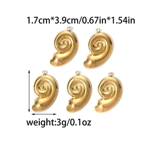 5er-Set Spiral-Schneckenhaus-Anhänger aus 18K vergoldetem Edelstahl für DIY-Schmuckherstellung