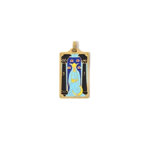 The High Priestess Tarot-Anhänger aus vergoldetem Edelstahl mit blauem Emaille-Finish