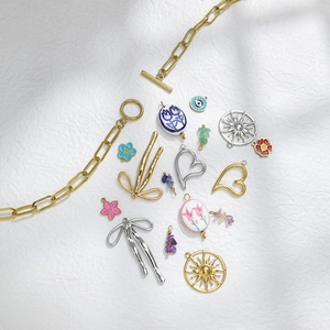Stainless Steel Enamel Flower Heart Bow Sun Evil Eye Pendant Charms For DIY Jewelry Making Accessories For Women Jewelry