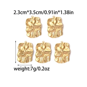 5-piece set of 18K gold-plated stainless steel pendants with hammered textured finish