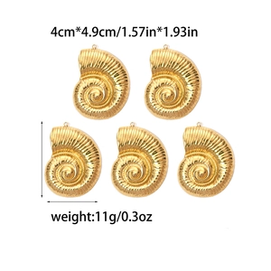 Detailed view of five 18K gold-plated starfish and shell pendants for DIY jewelry