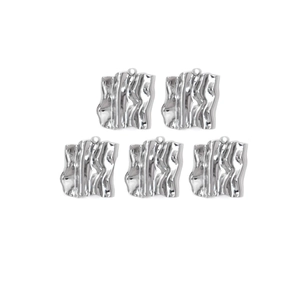 Five-piece set of silver wavy texture square metal pendants for DIY jewelry making