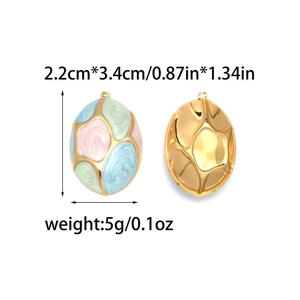French vintage stainless steel oval flower clover pendants for DIY jewelry making