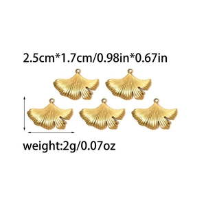 Golden ginkgo leaf stainless steel pendants for DIY jewelry making 2.5cm size