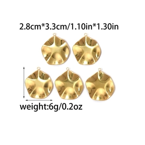 5Pcs irregular wavy 18K gold stainless steel charms for DIY jewelry making with dimensions