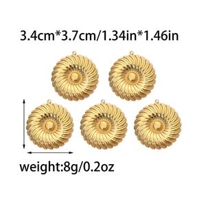 Detailed view of 18K gold stainless steel sunflower charms with size measurements