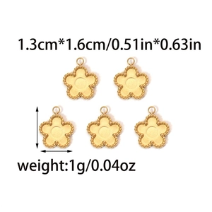 Detail view of 1.3cm gold flower pendants with beaded edges for DIY jewelry making