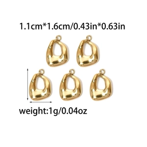 Macro detail of 18K gold-plated irregular geometric pendants with size 1.1x1.6cm