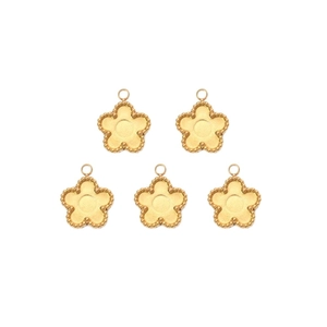 Five-piece 18K gold-plated stainless steel flower charms for DIY jewelry making sets