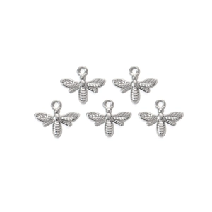 Détails de cinq breloques abeilles en acier inoxydable pour création de bijoux DIY