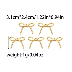 Goldene Schleifenanhänger aus Edelstahl mit Hammerschlag-Optik, Schmuckzubehör 3,1x2,4cm