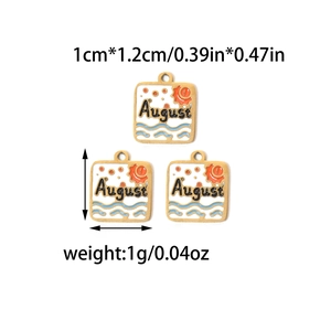 Tabla detallada de tallas para colgantes August de acero inoxidable oro 18K con medidas
